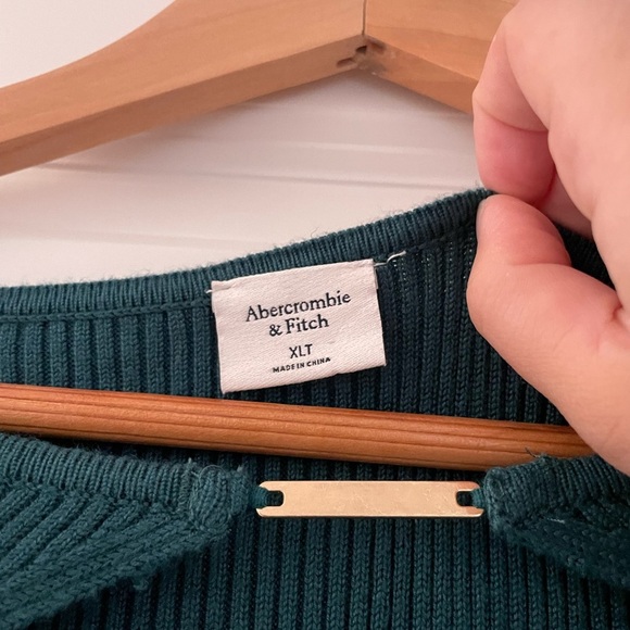 Abercrombie &  Fitch Midi Cutout Sweater Dress Jade Ribbed Extra Large Tall - Picture 4 of 6